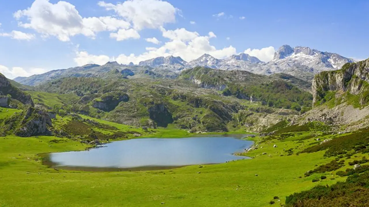 Ercina lake at Picos de Europa in Asturias of Spain